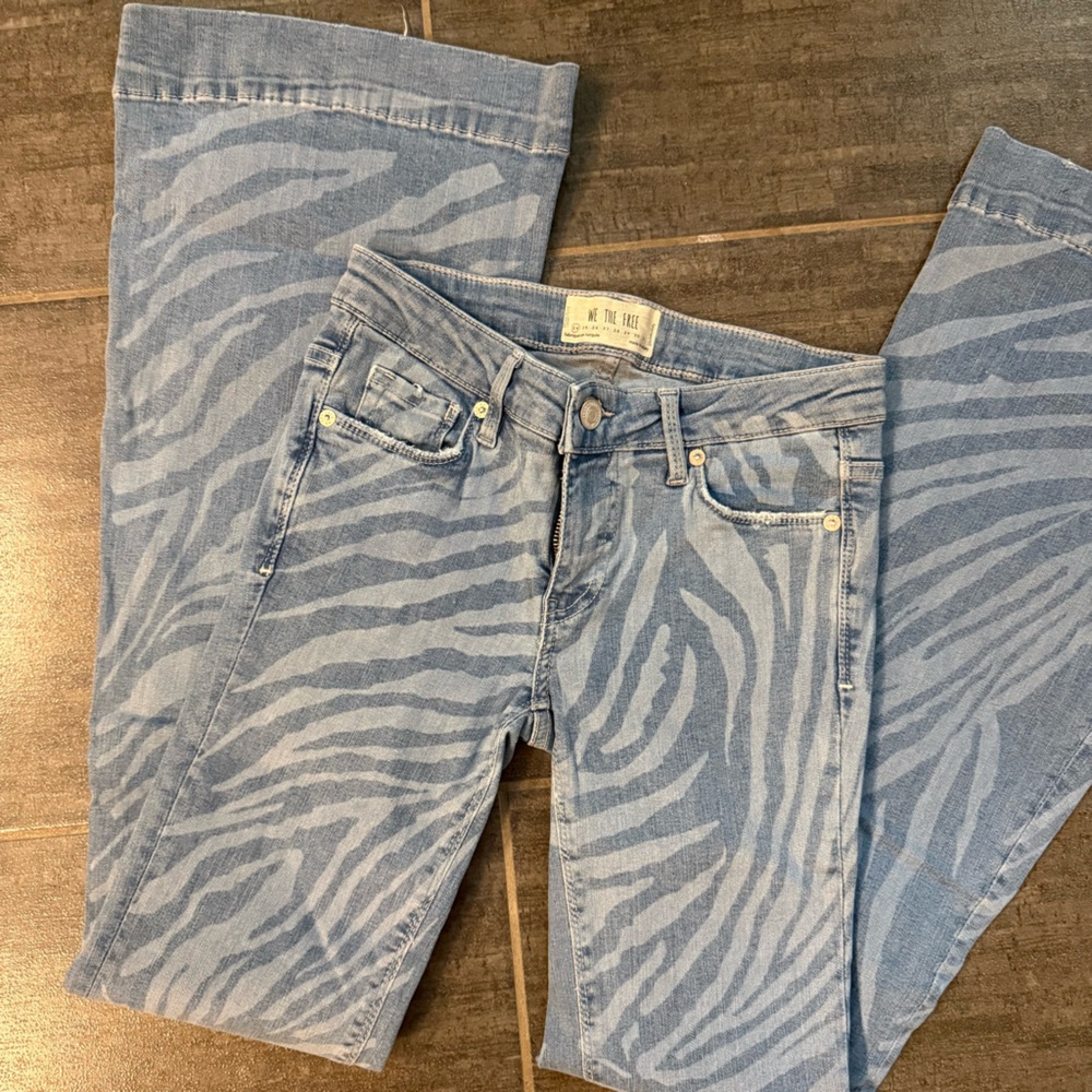 We The Free Blue Zebra-Print Flare Jeans - Picture 5 of 7